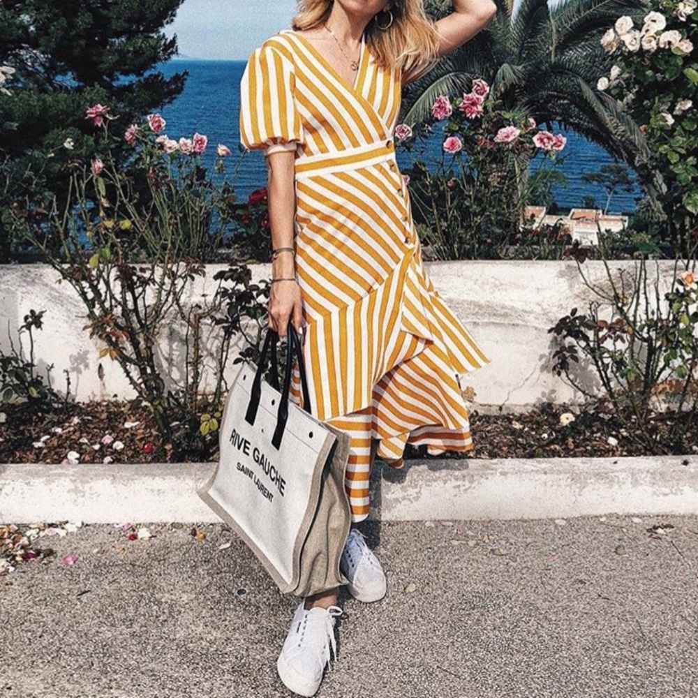 Yellow stripe dress topshop look a like